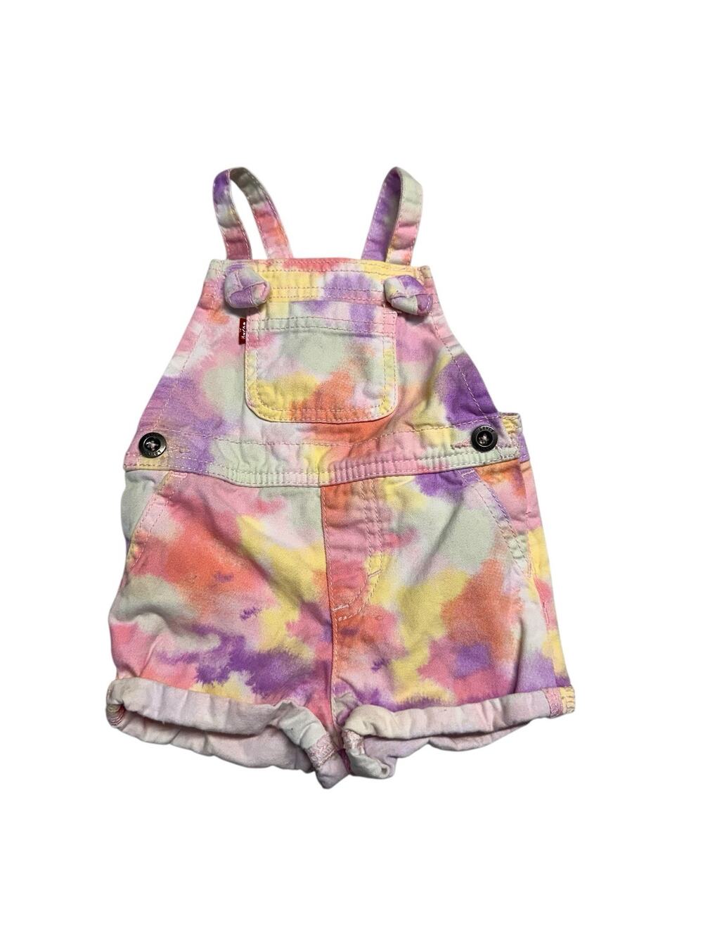 Levi’s Purple & Pink Tye Dye Overalls Shortall 9 Months Cute Pockets